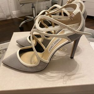 Jimmy Choo grey and white heels